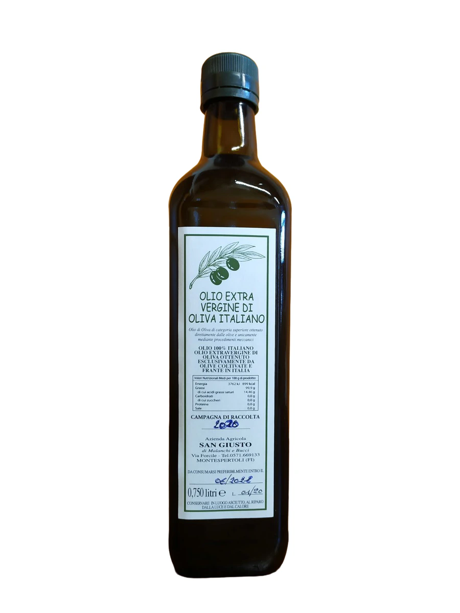Olio extravergine in bottiglia di vetro